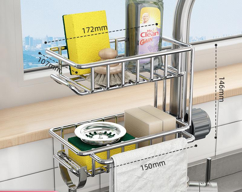 Кухонная раковина из нержавеющей стали, сливная стойка, губка для хранения, держатель для крана, сушилка для мыла, вешалка для полотенец, полка-органайзер, кухонные аксессуары