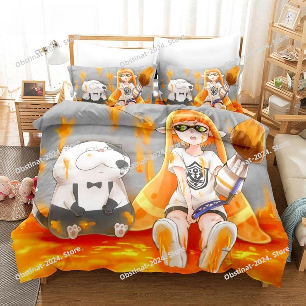 Комплект постельного белья Splatoon Single Twin Full Queen King Size Kawaii Boysgirls Комплект постельного белья Aldult Boys Bedroom Duvetcover Sets 3D Print 011