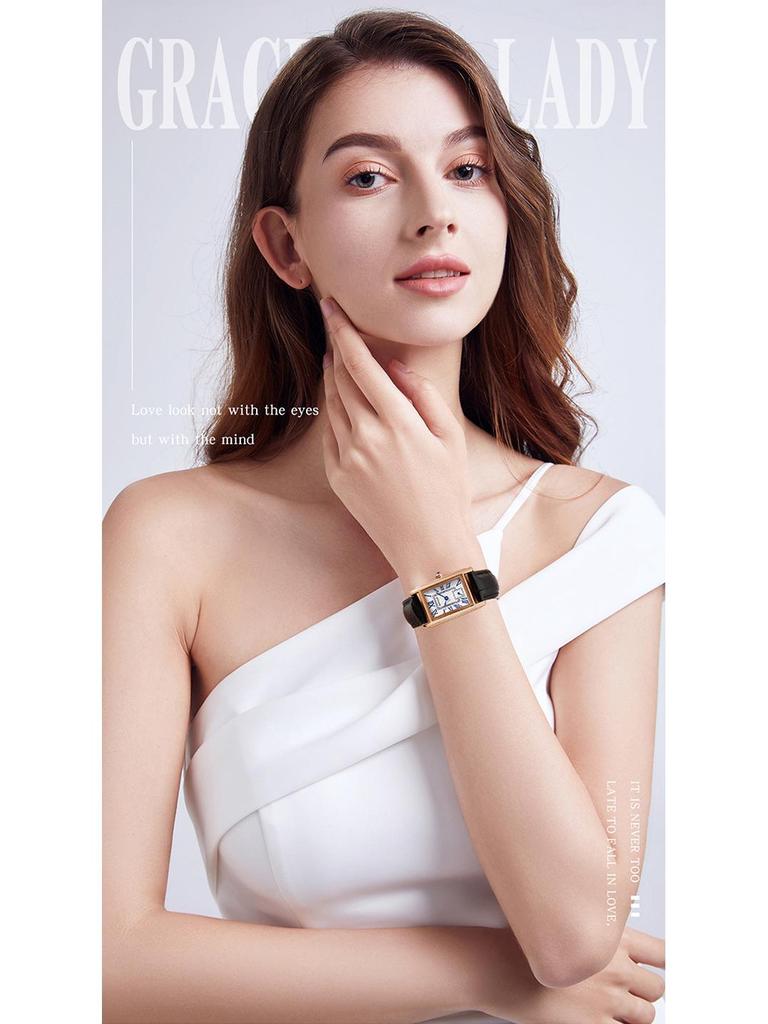 Стильные квадратные часы Sanda из стали и кожи, кварцевые, с римскими цифрами, водонепроницаемый дизайн для женщин