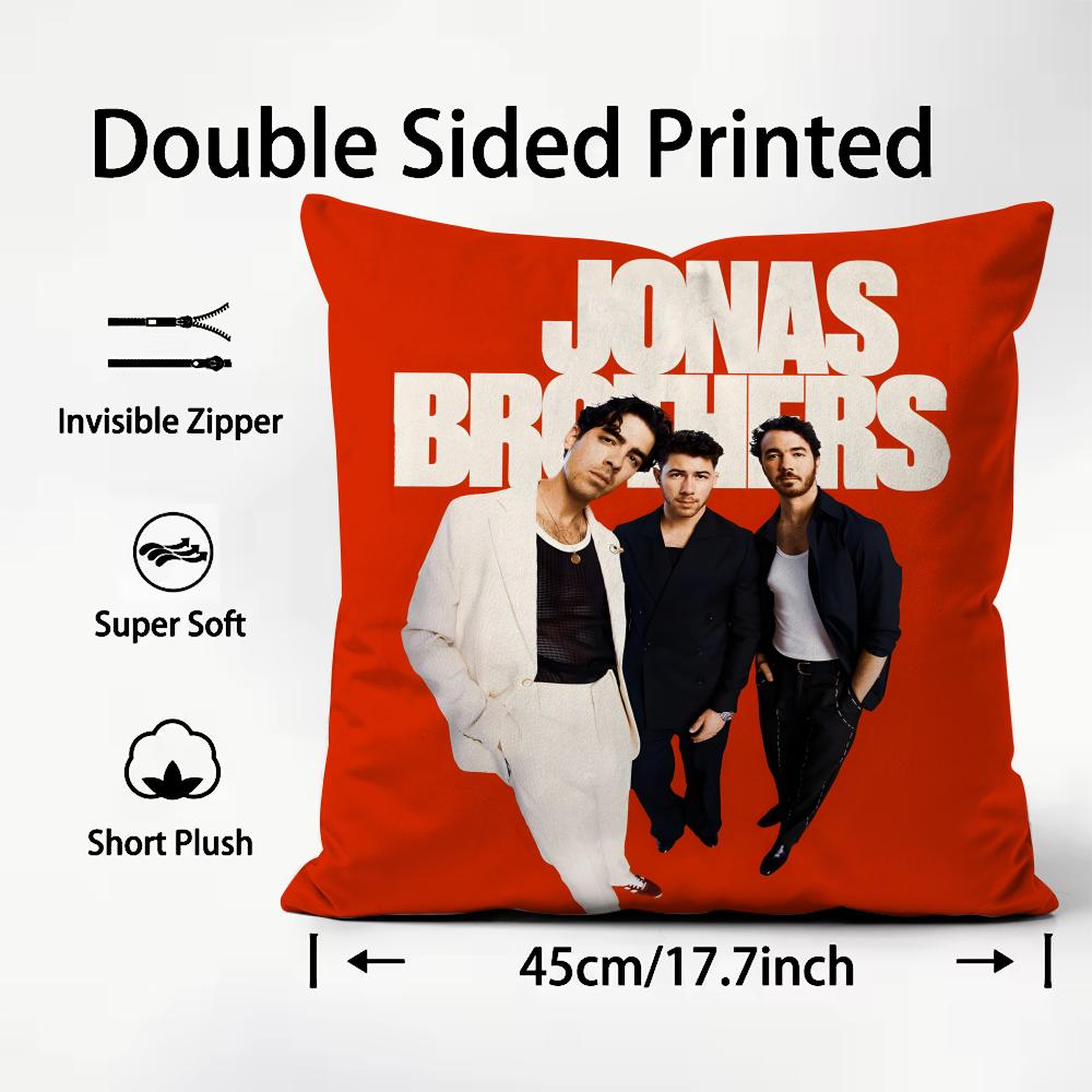 JJonas BrothersS Band Cushion Cover Plush Fabric Soft DoubleSided Printed Sofa Warm Winter Home Child Gift Pillow Case