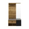 190 Cm high hallway set in wood look with mirror, shoe bench (104 x 39 cm) with padding, shoe cabinet, drawer, shelf, coat hooks