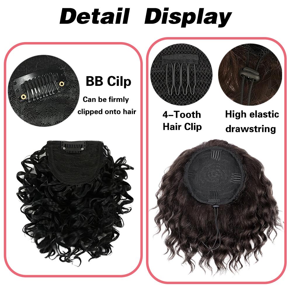 LISI HAIR 2 шт. синтетические короткие заколки с вьющимися челками и свободные короткие волнистые вьющиеся завязки конский хвост для женщин на каждый день