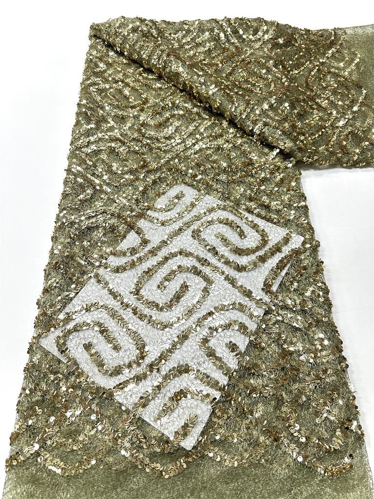 Wholesale 2026 High Quality Sequins French Lace Fabric Mesh Lace African Nigerian Embroidered Tulle Lace Fabric 5 Yards Dress