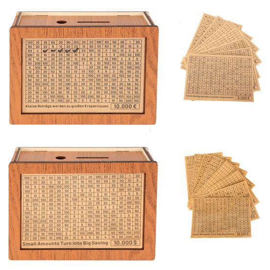Деревянная копилка с 8 наклейками с целевыми числами евро доллары копилка для монет денежный контейнер для детей и взрослых накопительный кейс банка