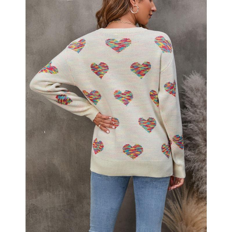 Женский свободный свитер осень/зима, вязаный жаккардовый свитер Love
