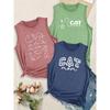 Simple lines, heart-shaped kitty, English letter series, sister outfit with printed pattern, round neck3Sleeveless vest spring/summer women's top