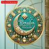 2D Flat 20*20cm 1pc Ramadan Kareem Golden Moon&wreath Designs Nice Islam Muslim Party Supplies, High Quality Green Window Pendant Suitable For Ceiling