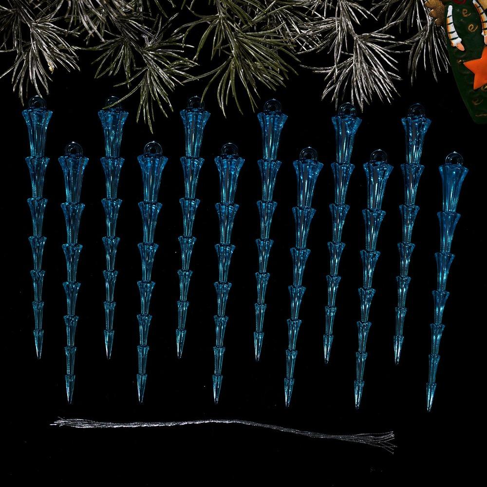 Twisted Water Drop Design Christmas Tree Pendants Acrylic Snowflake Ornaments Set Home Decoration