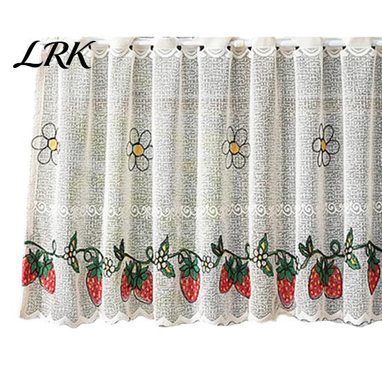 Пылезащитная оконная драпировка, Прозрачный ламбрекен, Короткая штора, фильтрующая свет, Вышитый узор с лимонами, Полуштора для подвальной кухни