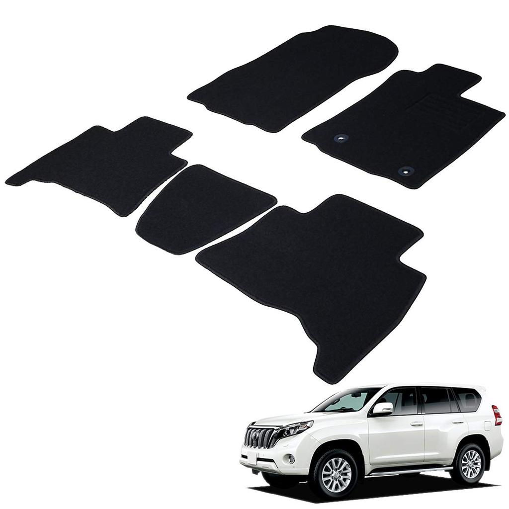 Fenice Car Floor Made in Japan Land Cruiser Prado 150 Late Stays in Place Accessories Mats, (Toyota Series, Model, 5-Passenger), Black, Non-Slip,