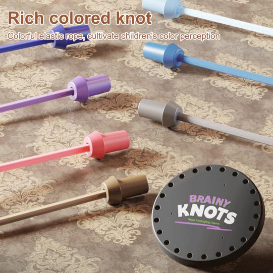 1/2/3 Sets Brainy Knots Rope Untangling Game Logic Thinking Twisted Rope Challenge Board Game Kids Adults Educational Elastic Rope Unhitching Toy