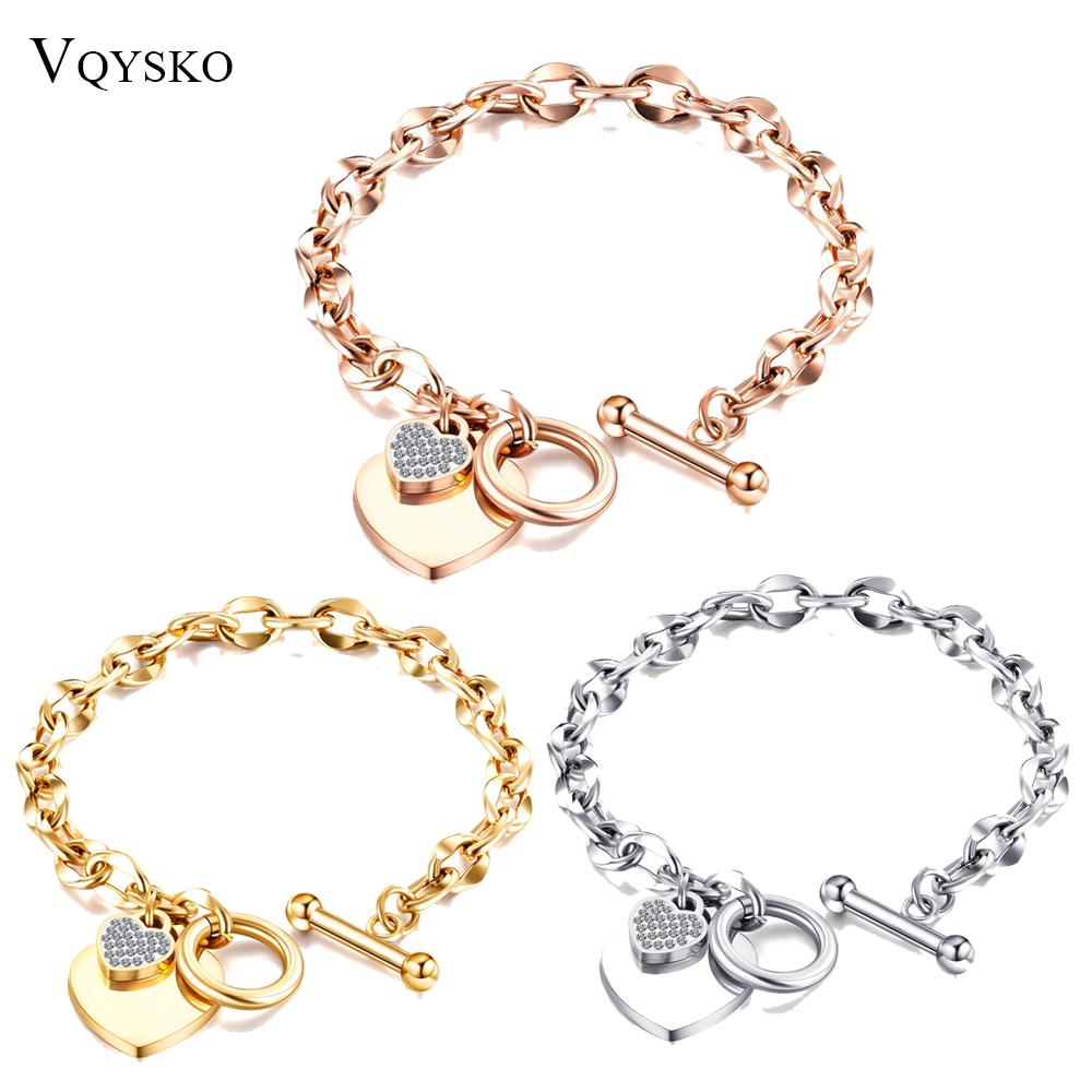 Fashion Love Heart Charm Bracelets for Women Gold Silver Color Stainless Steel Chain Bileklik Bracelet&Bangle Jewelry