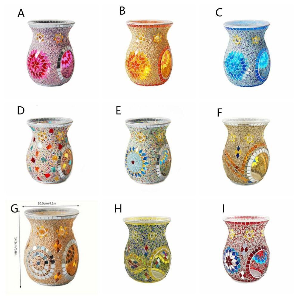 Мозаичный стеклянный подсвечник для ароматических свечей, прочный диффузор для благовоний, ароматерапия, кофейная барная стойка