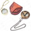Ntique Nautical Brass Sundial Compass with Leather Case with Key Chain Compass Gift