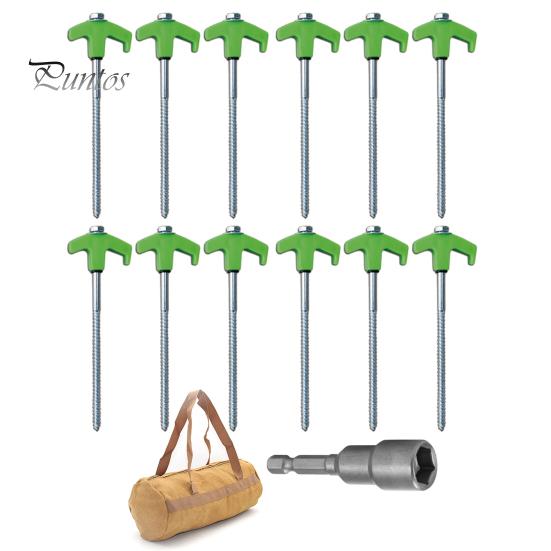 Колышки для палатки, колышки для кемпинга с сумкой для хранения, дизайн с острым наконечником, простая установка, аксессуары для поворотных гвоздей