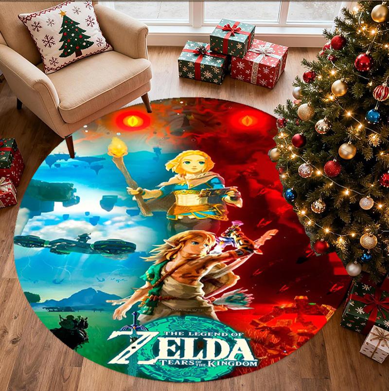 The Legend of Zelda Pattern Round Rug, Indoor/Outdoor Mat, for Picnic, Gameroom, Bedroom, Office, Living Room, Home Decor Carpet, Birthday Gift