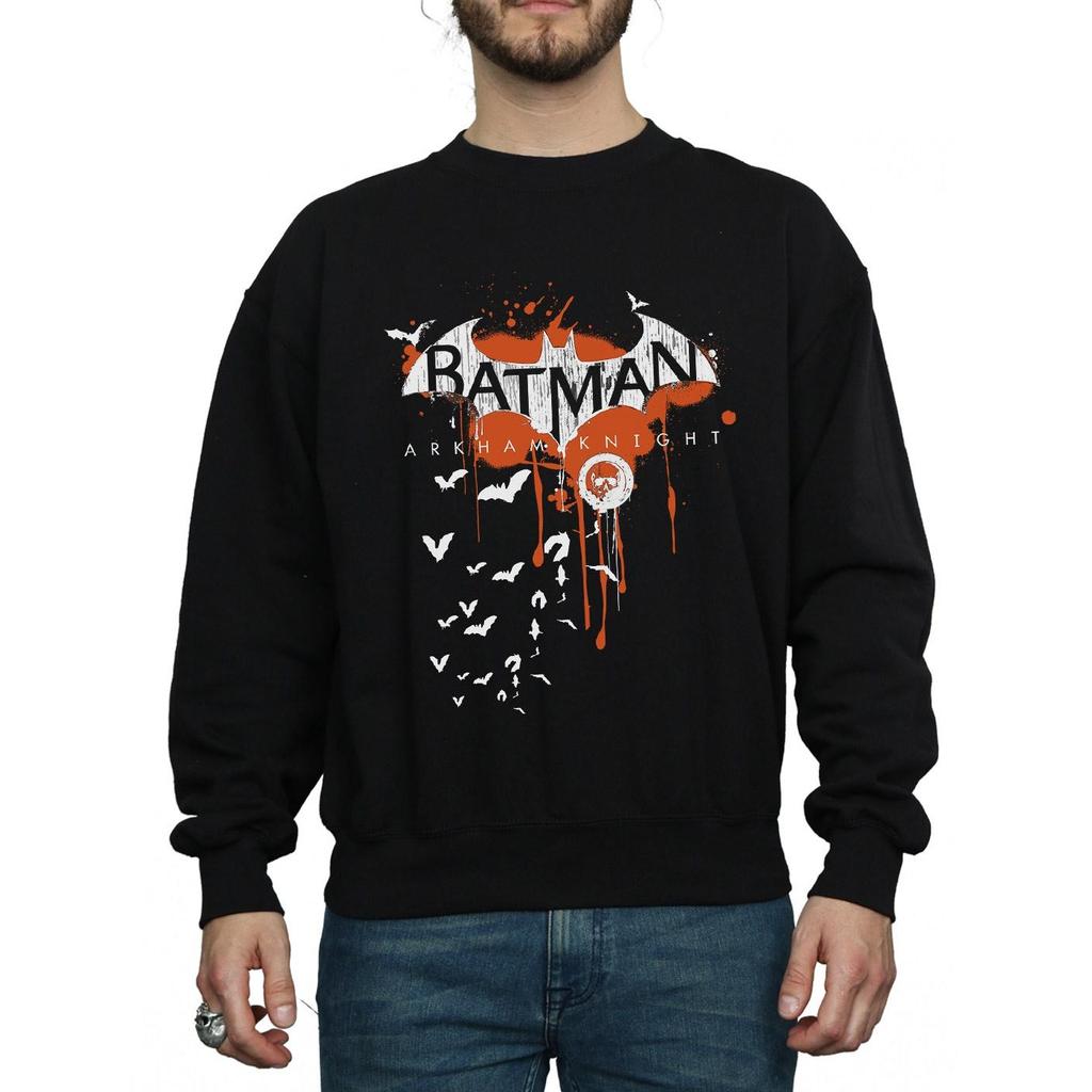 DC Comics Mens Batman Arkham Knight Halloween Logo Art Sweatshirt