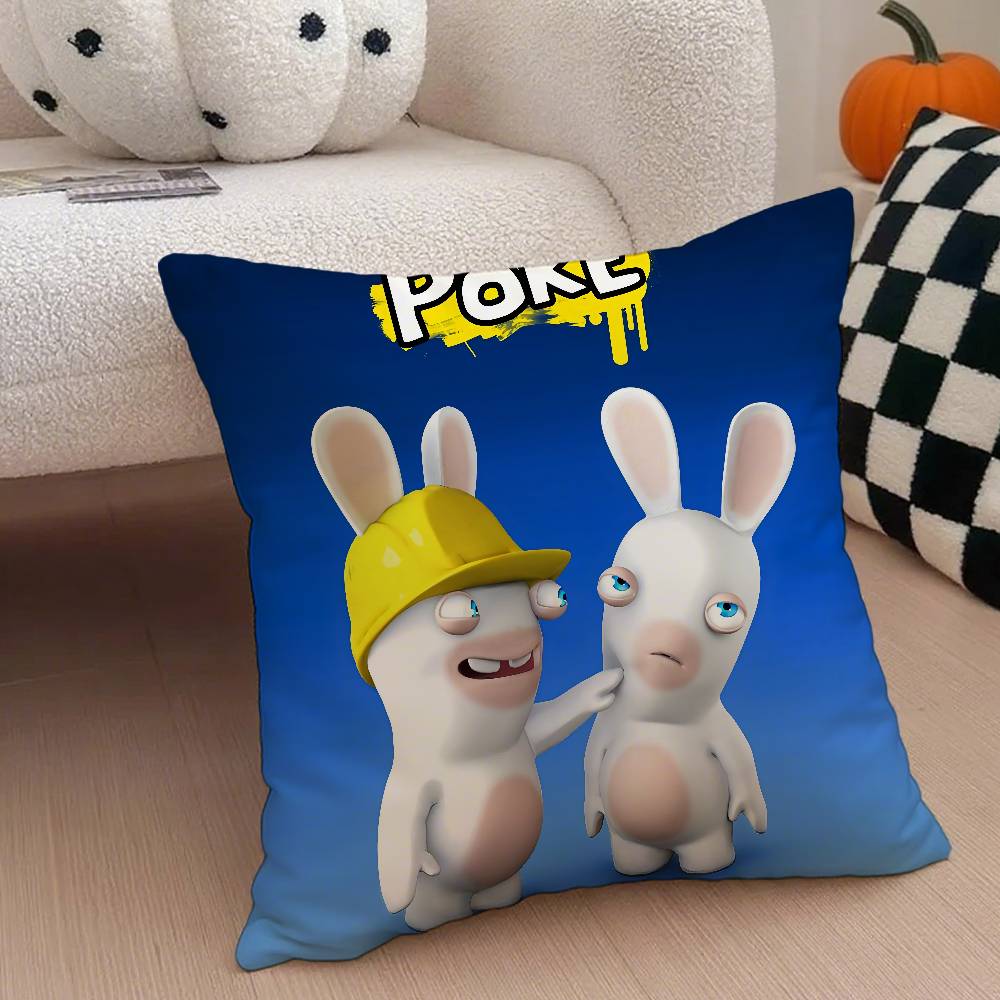 Аниме R-Raving Rabbids Наволочка Противопылевой клещ Наволочка Невидимая молния Шелковистый короткий плюш Чехол на подушку для дивана