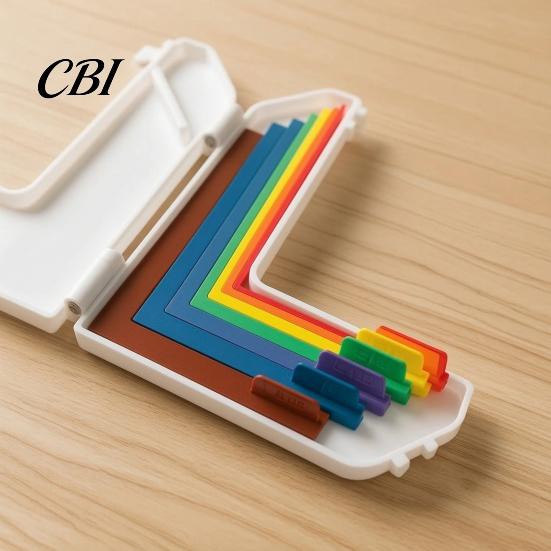 Ruler for Paper Crafts Art Alignment Guide with Color Labels And Size Markings, 1/16 to 1/2 Layering Inch 7 Spacers Card Making, Scrapbooking