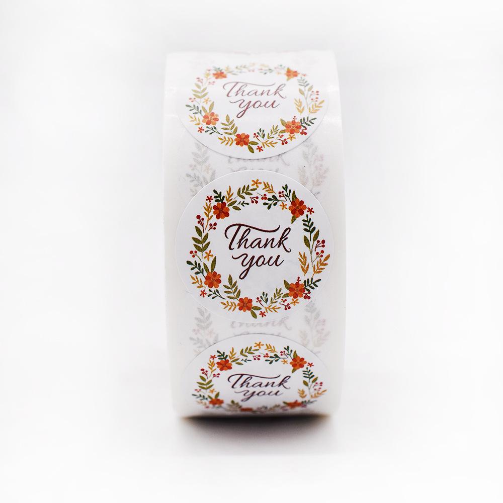 50pcs/lot Paper Flowers Thank You Stickers for Wedding Favors and Party Seal Labels Business Packing Label Stationery Sticker