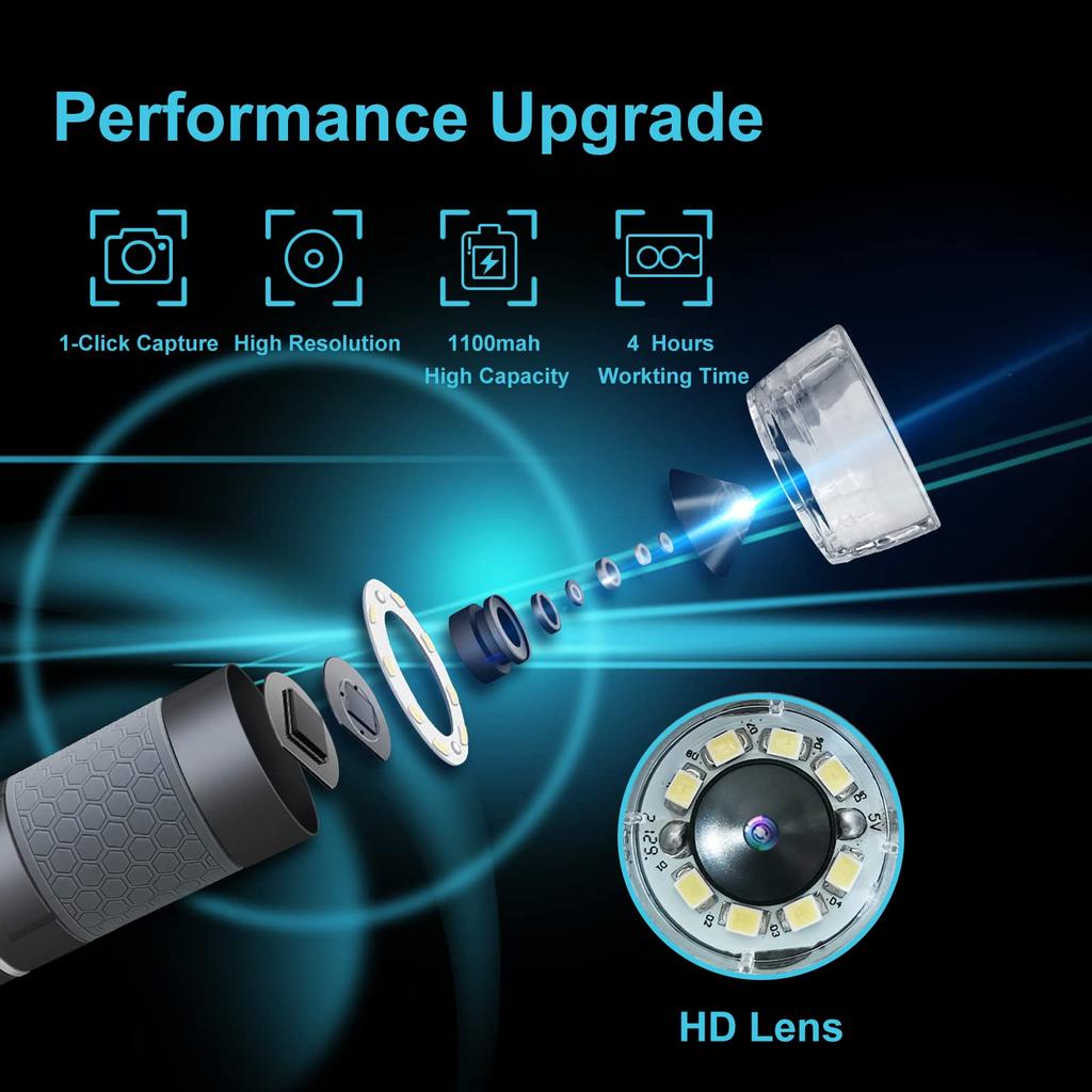 Ninyoon 4K WiFi Microscope for iPhoneAndroid PC, 50-1000X USB Digital Microscope, Wireless Super HD Endoscope Camera, Compatible with All Mobile