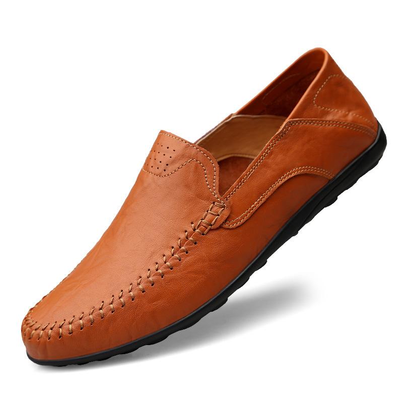 Fashion Genuine Leather Men Shoes Casual Luxury Brand Formal Mens Loafers Moccasins Italian Breathable Slip On Male Boat Shoes Plus Size