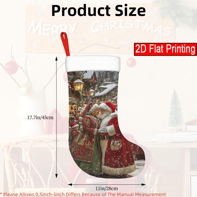 Christmas decoration fireplace hanging stocking 1pc Santa Claus & Mrs. Claus Stocking Decorations Suitable for