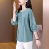 Летняя новая рубашка с короткими рукавами и застежкой на пять точек, свободная вышивка и тонкий повседневный свитер для мам среднего возраста