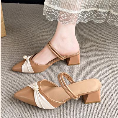 Мода Летняя Мода Новые Однотонные Туфли-лодочки с Острым Носком 2-в-1 Женские Босоножки на Высоком Каблуке Модные Сексуальные Повседневные Банкетные Модные Шлепанцы