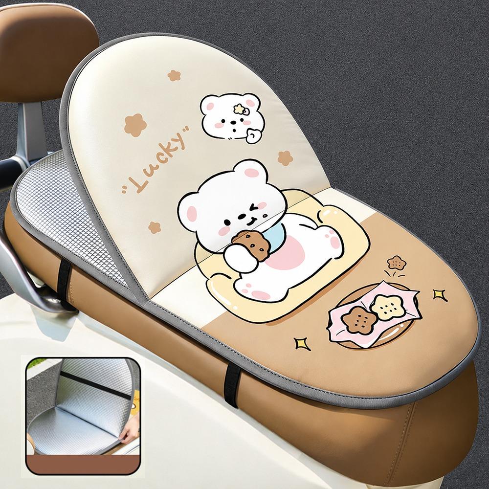 Cartoon E-bike Foldable Seat Cushion Water-proof Heat Shield Cushion Motorcycle Use