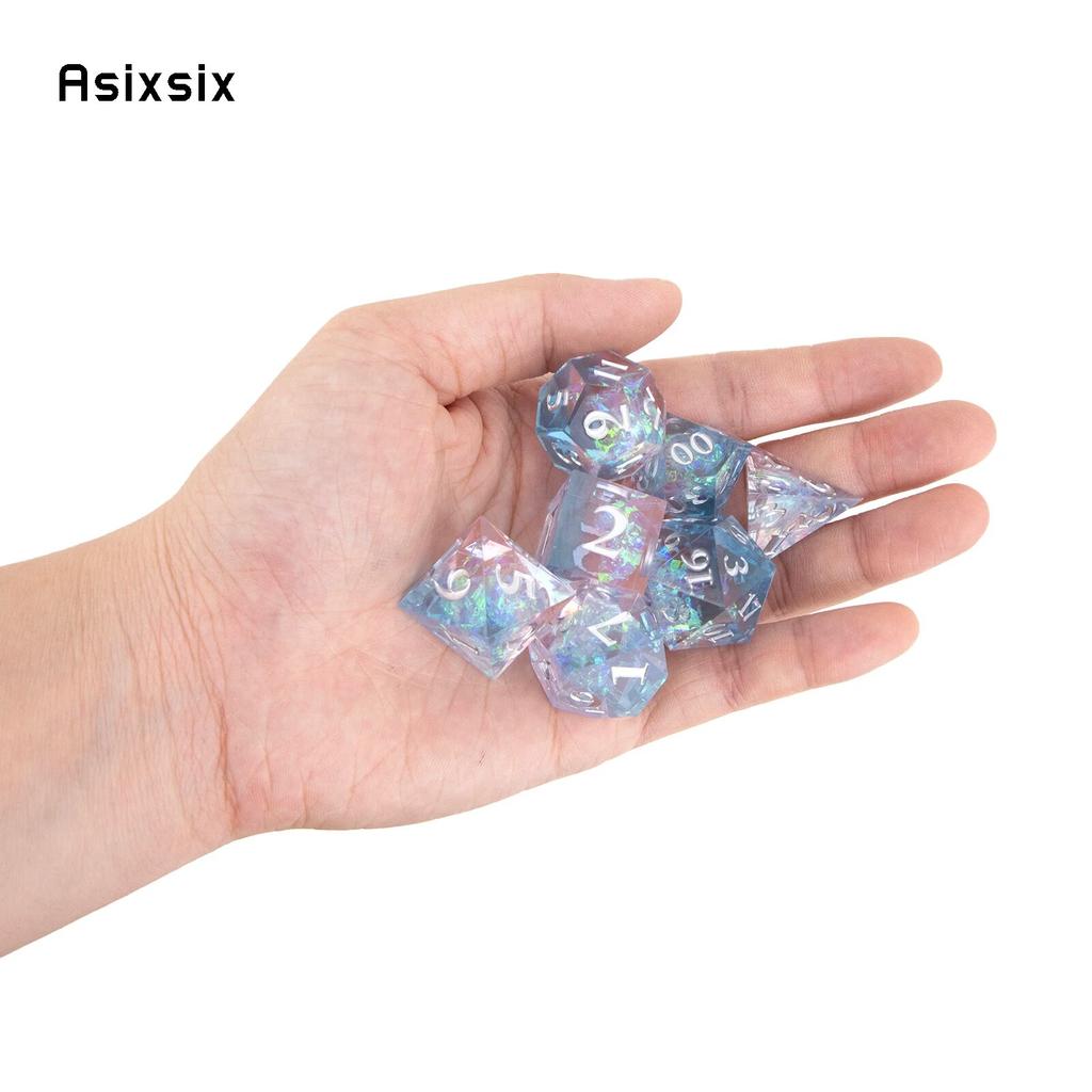 7 шт. прозрачные синие смоляные белые кубики с острыми краями, многогранные кубики, подходящие для ролевых ролевых игр, настольная игра