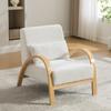 Scandinavian Fabric Lounge Chair – Soft Chenille Fabric and Sturdy Wood Frame, Ideal for Living Room & Bedroom-IVORY
