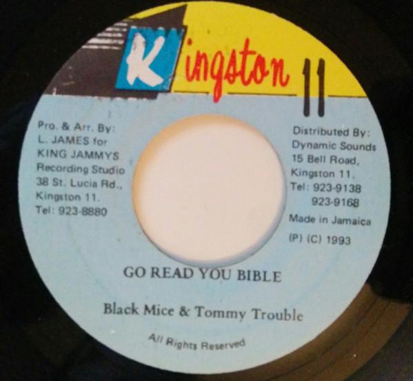 7-дюймовая пластинка BLACK MICE & TOMMY TROUBLE - Go Read You Bible НИКАКОЙ Кингстон 11 1993 Ямайка Регги, Ска и Даб Б/У