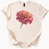 Large Pink Marigold Flower T Shirt Graphic Floral Tee Neutral Cream Shirt Artistic Garden Shirt Beautiful Hand Drawn Botanical Gift Shirt