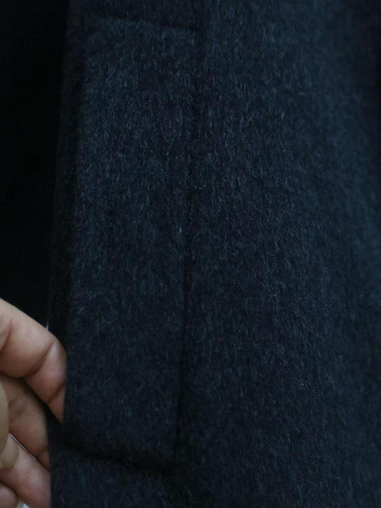 Двухцветное шерстяное пальто-кокон - Минималистичное, Высококачественное, Утепленное, Свободного кроя, Двустороннее