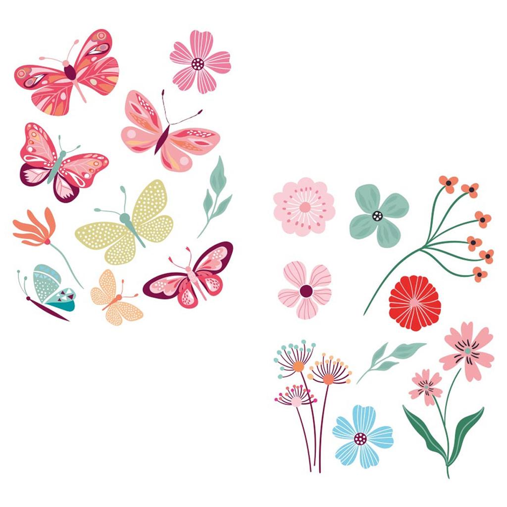 Les Trésors De Lily [A2897] - Наклейки на окна разноцветные «Бабочки» - 40х30 см. (2 штуки)