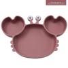 Children's Silicone Suction Meal Plate - Crab Design, Anti-Drop Compartment Bowl