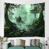Art Deco Blanket Curtain Home Bedroom Living Room Decor Psychedelic Forest Cabin Pond Wall Tapestry