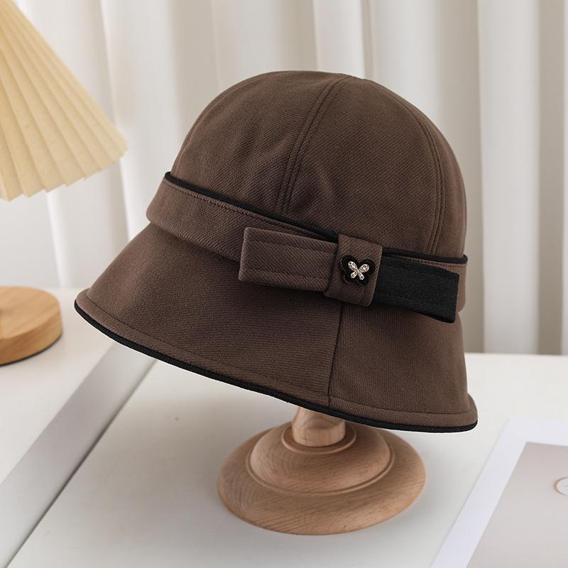 Elegant fashion bow bucket hat women's new casual basin hat autumn and winter outdoor versatile sun hat