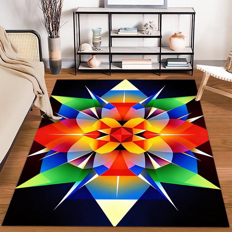 Colorful Geometric Star Pattern Carpet - Modern Abstract Art Design Suitable for use as an anti-slip for living room bedroom sofas