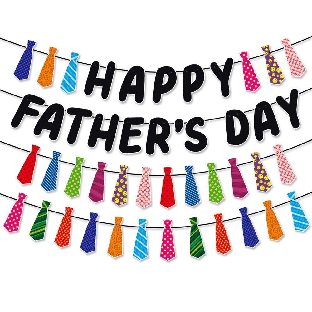 Festival Father's Day Letter Banner Paper Father's Day Ornament Tie Hanging Banner  Party Favors