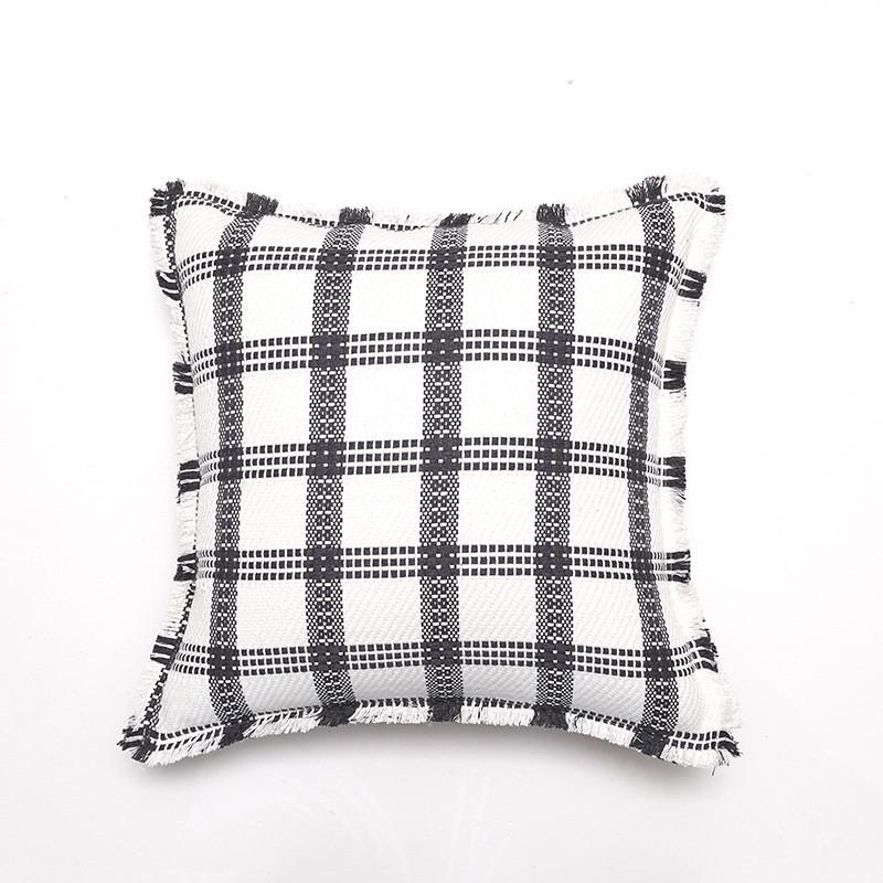 Pillowcase Only Modern Minimalist Soft Polyester Cotton Grid Pattern Pillow Cover For Couch Living Room Bedroom