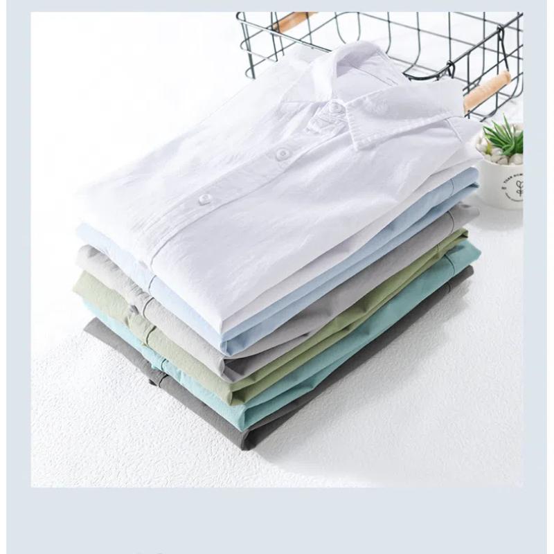 100% чистый хлопок мужская рубашка с длинным рукавом повседневная простая стильная универсальная однотонная рубашка с воротником-лацкан повседневная рубашка базовые мужские топы