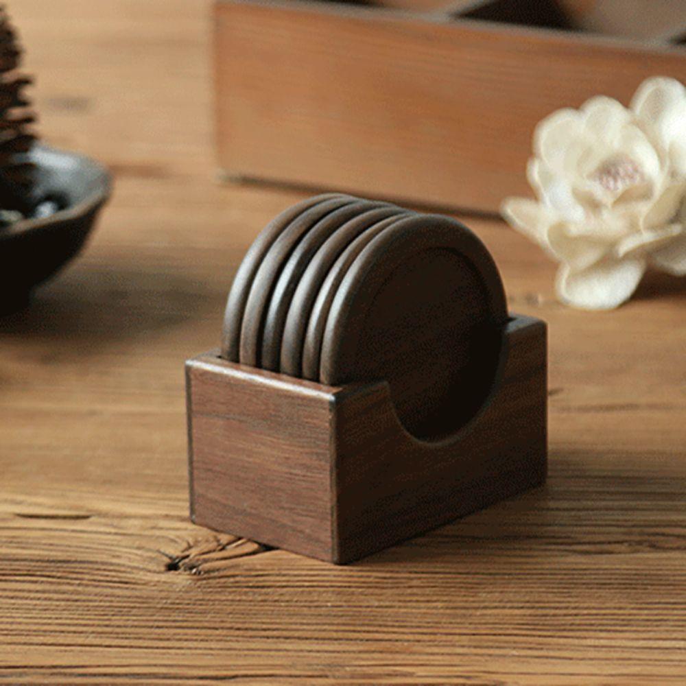 6pcs/set Round Teacup Mat Japanese Style Insulated Placemat Teaware Wood Coaster Gift