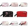 Japanese Sakura Cherry Blossoms Print Cosmetic Bags for Women Zipper Travel Toiletry Pouch Large Water Resistant Makeup Bag Gift