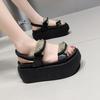 Модные летние сандалии на танкетке 8 см, кроссовки, новинка 2024 года, женские пляжные шлепанцы на высокой платформе, повседневные сандалии, дышащие тапочки для ходьбы