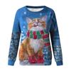 Women's Casual Fashion Christmas Print Long Sleeve O-Neck Pullover Top