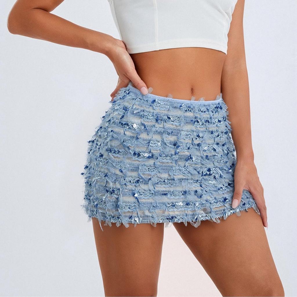 Sequin Skirt Glitter Skirt Women's Elastic Waist Glitter Skirt With Women's Sequin Skirt Glitter Skirt Elastic Waist Skirt A-line Hip Skirt