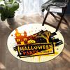 Happy Halloween Round Carpet Castle Bat Print Area Rug for Living Room Bedroom Chair Non Slip Horror Theme Floor Mats Yoga Mat