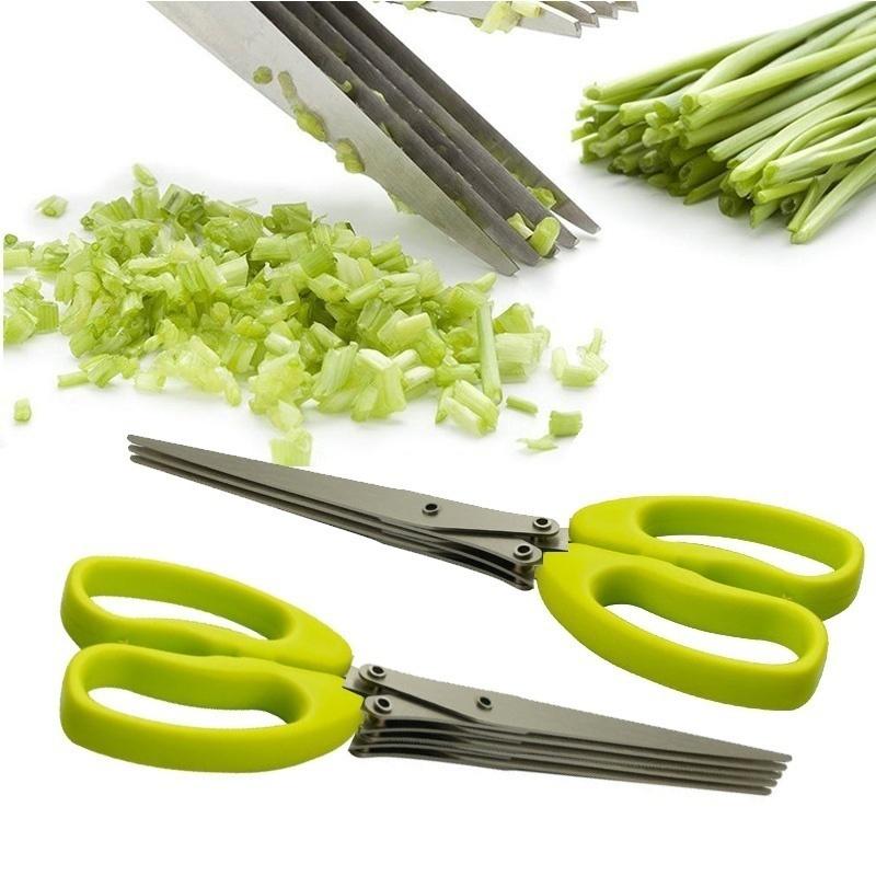 Muti-Layers Kitchen Scissors Stainless Steel Vegetable Cutter Scallion Herb Laver Spices Cooking Tool Cut Kitchen Accessories